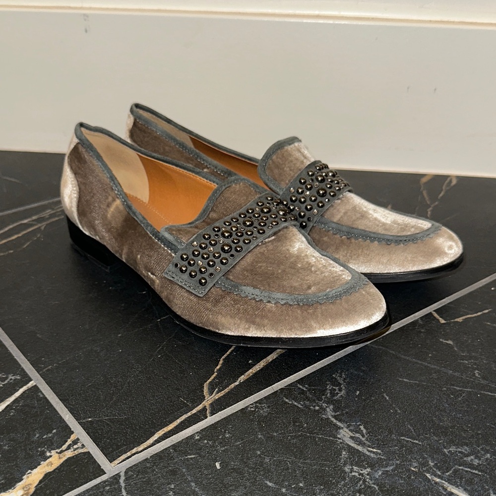 Franco Sarto Gray Velvet Loafers